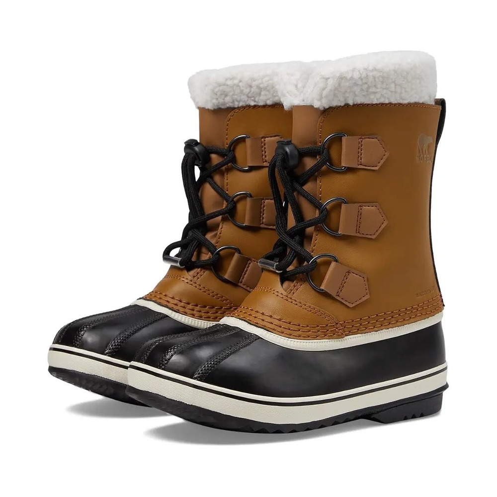 Sorel Yoot Pac TP Waterproof Winter Snow Boots Tan Black Kids Size 5